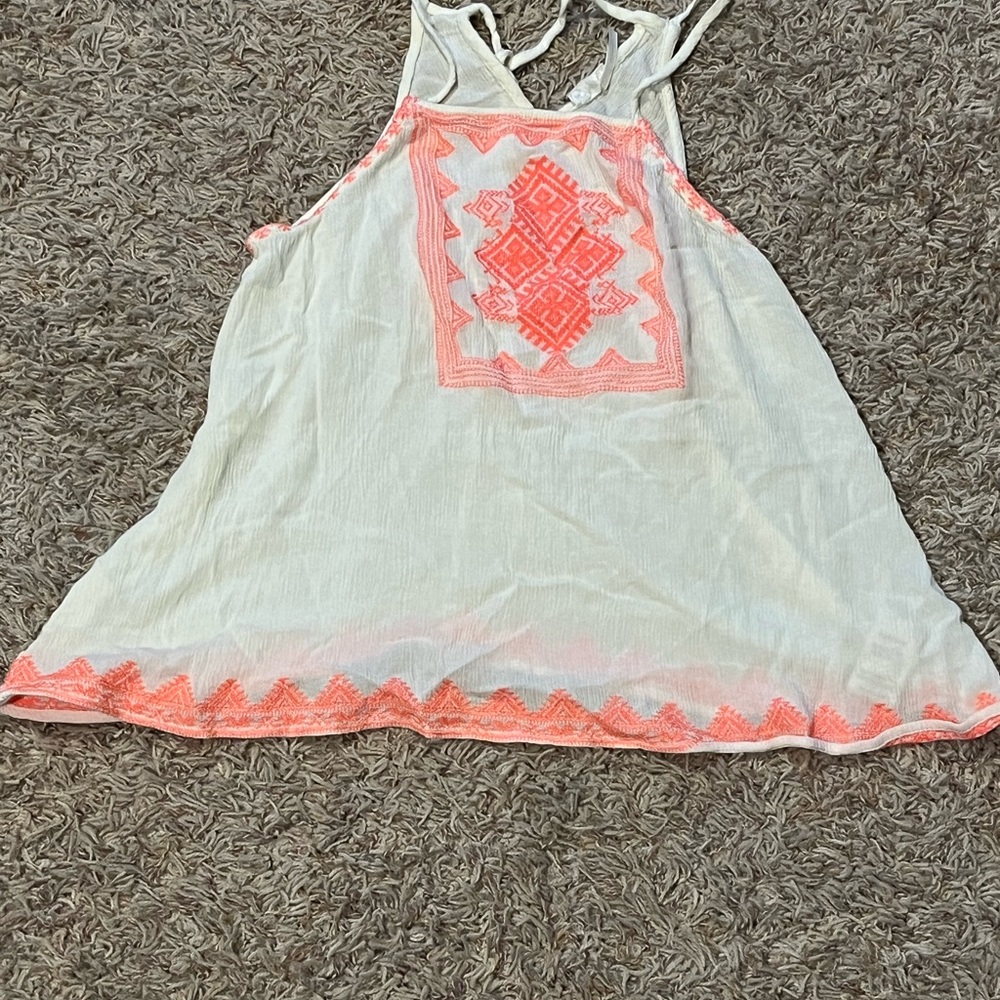 Blu pepper cream and orange embroidery top size small